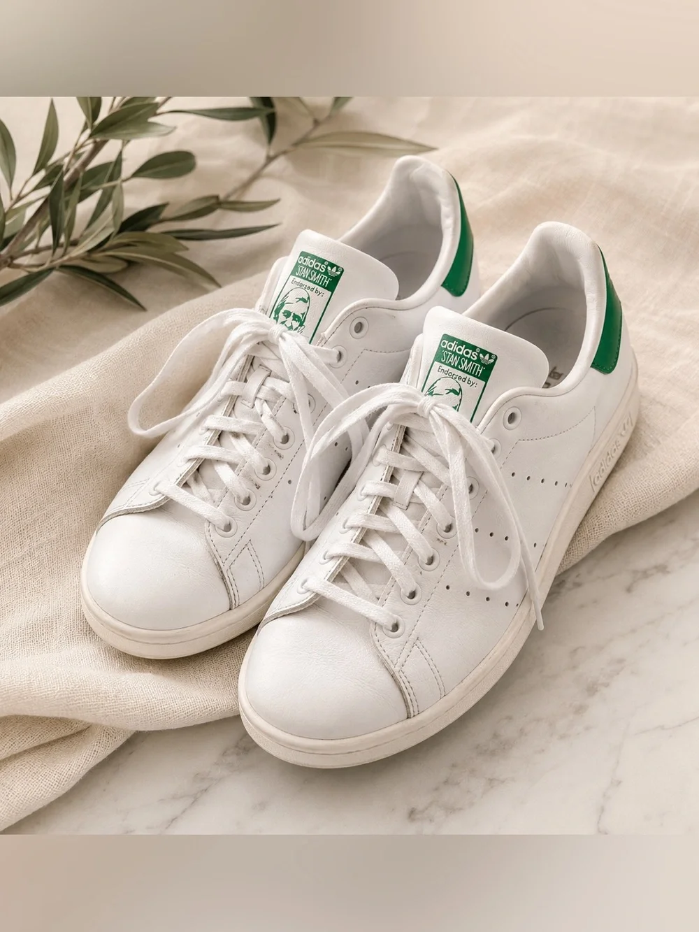 adidas Originals Stan Smith Leather Sneakers White Green Men’s 6.5 / Women’s 7.5